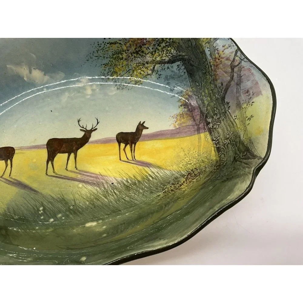 Royal Doultan Vintage Vegetable Serving Dish Deer Grazing Pattern 1927-1932